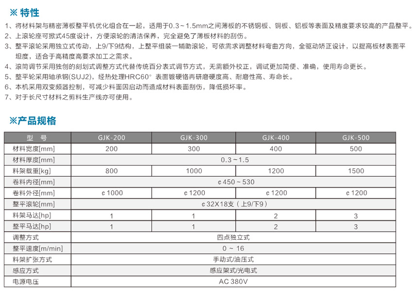 掀開式料架兼精密整平機(jī)產(chǎn)品說明